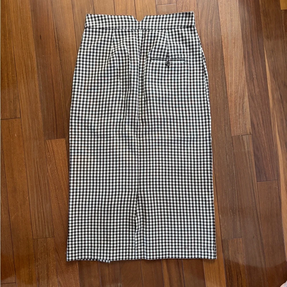 Brown Gingham Button-Down Skirt - Picture 4 of 7